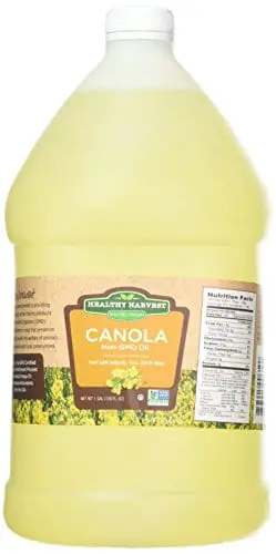 Healthy Harvest Canola Oil, Naturally Expeller Pressed, Non-GMO Certified, Gourmet Canola Cooking Oil, Medium-Heat Cooking, Great for Dressings, Marinades, and Frying, 1-Gallon